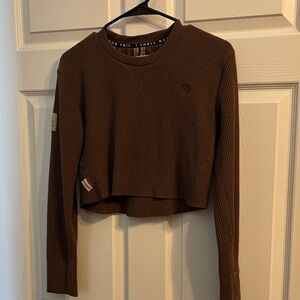 Flag Nor Fail Brown Long Sleeve Crop Top